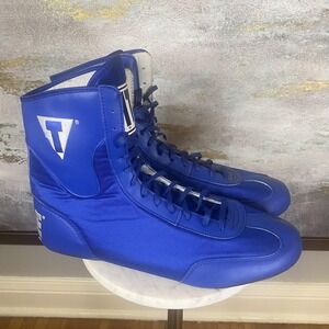 TITLE Boxing Boots Shoes Mens 13 Blue High Top Lace Up Training Sparring Ring